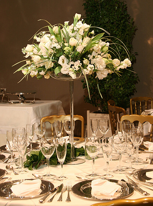 Wedding reception flower centerpiece