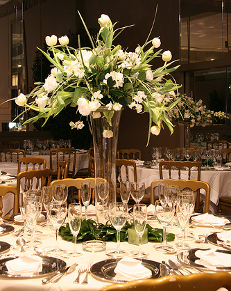 Wedding reception flower centerpiece